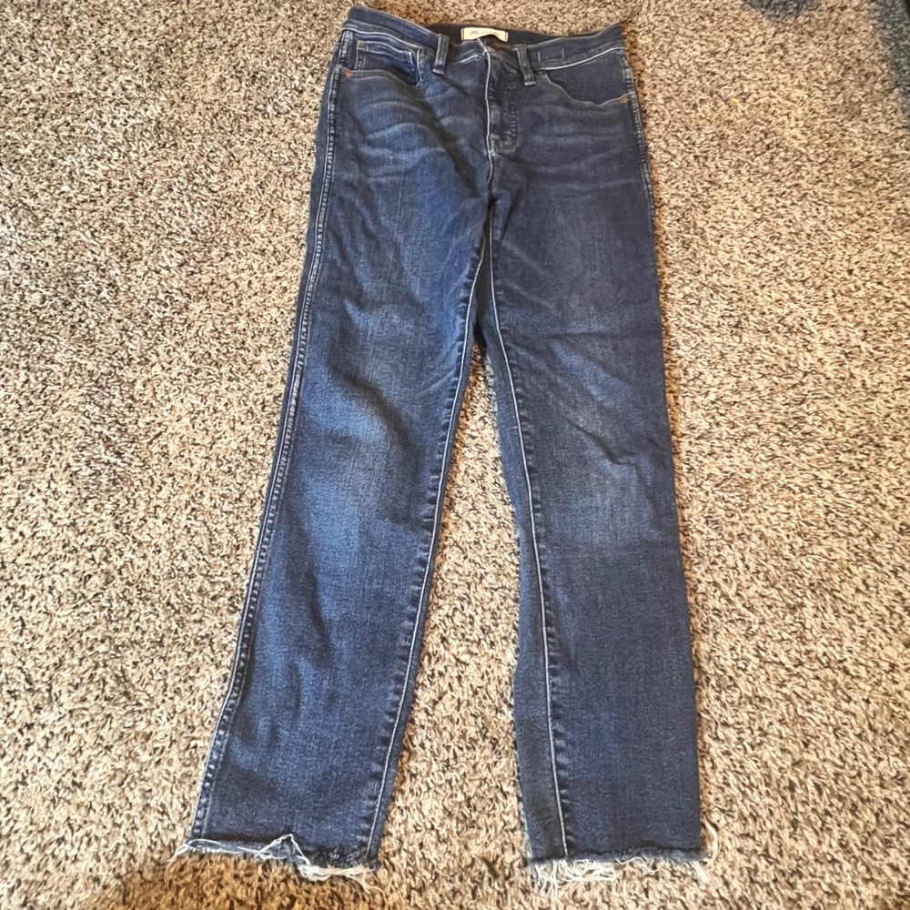Madewell 10 High-Rise Skinny Jeans Women 27 Dark Wash Raw Hem Tencel Blend